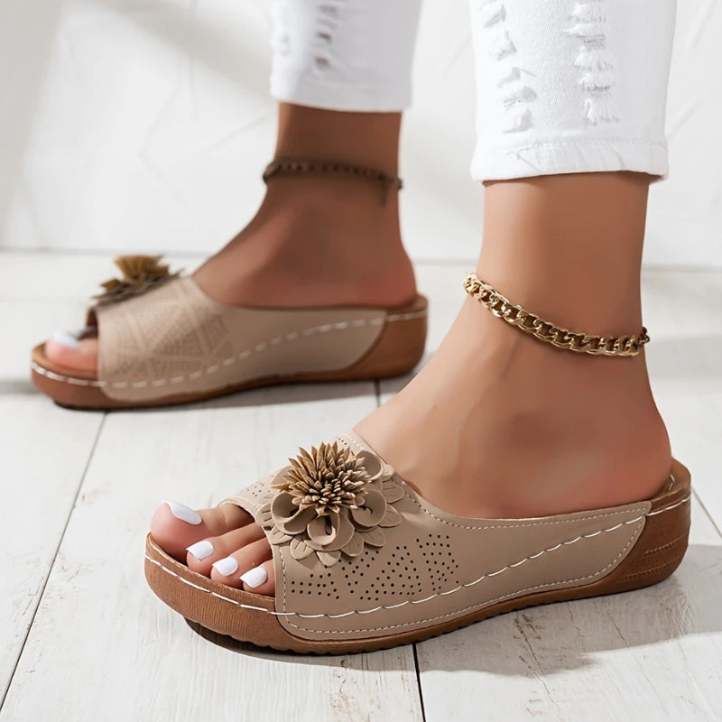 Women’s Open Toe Wedge Slide Sandals
