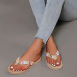 Women’s Open-Toe Woven Strap Flat Flip Flops