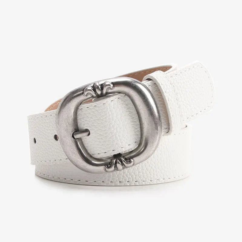 Women’s Oval Buckle Leather Look Belt
