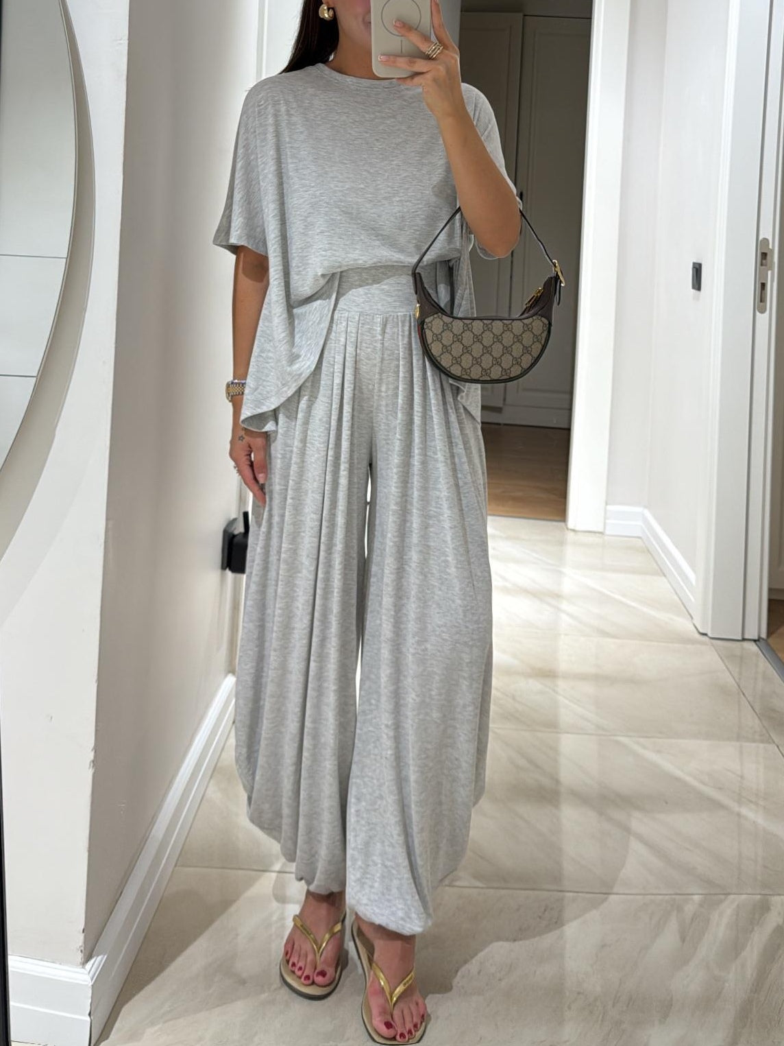 Women’s Oversized T-Shirt & Wide Leg Pants 2 Piece Lounge Set