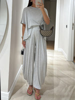 Women’s Oversized T-Shirt & Wide Leg Pants 2 Piece Lounge Set