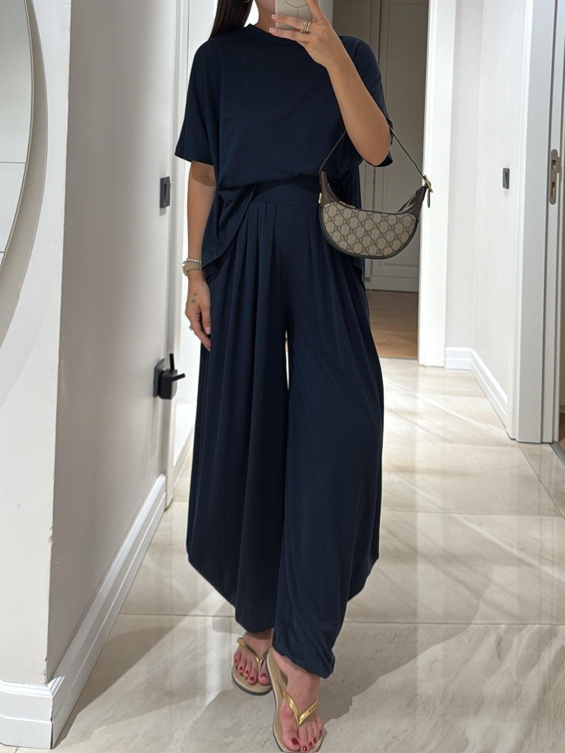 Women’s Oversized T-Shirt & Wide Leg Pants 2 Piece Lounge Set