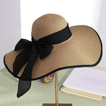 Women’s Oversized Wide Brim Straw Beach Hat with Bow