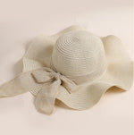 Women’s Oversized Wide Brim Straw Beach Hat with Bow
