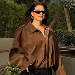 Women’s Oversized Zip Front Cropped Bomber Jacket