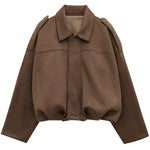 Women’s Oversized Zip Front Cropped Bomber Jacket