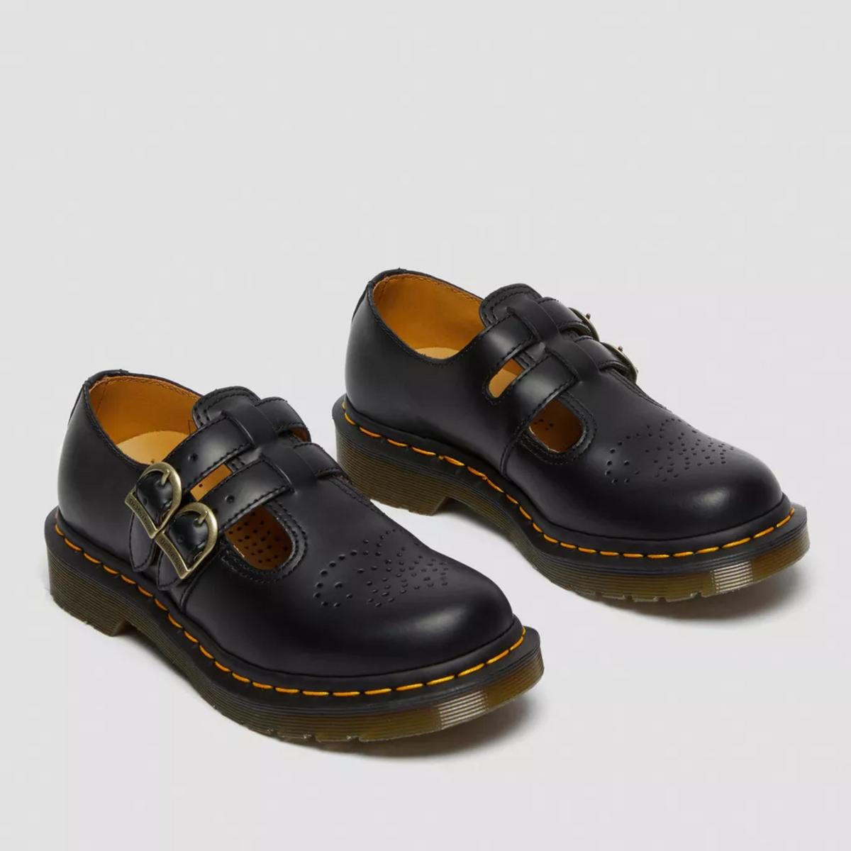 Women's Perforated Double Buckle Round Toe Mary Jane Shoes