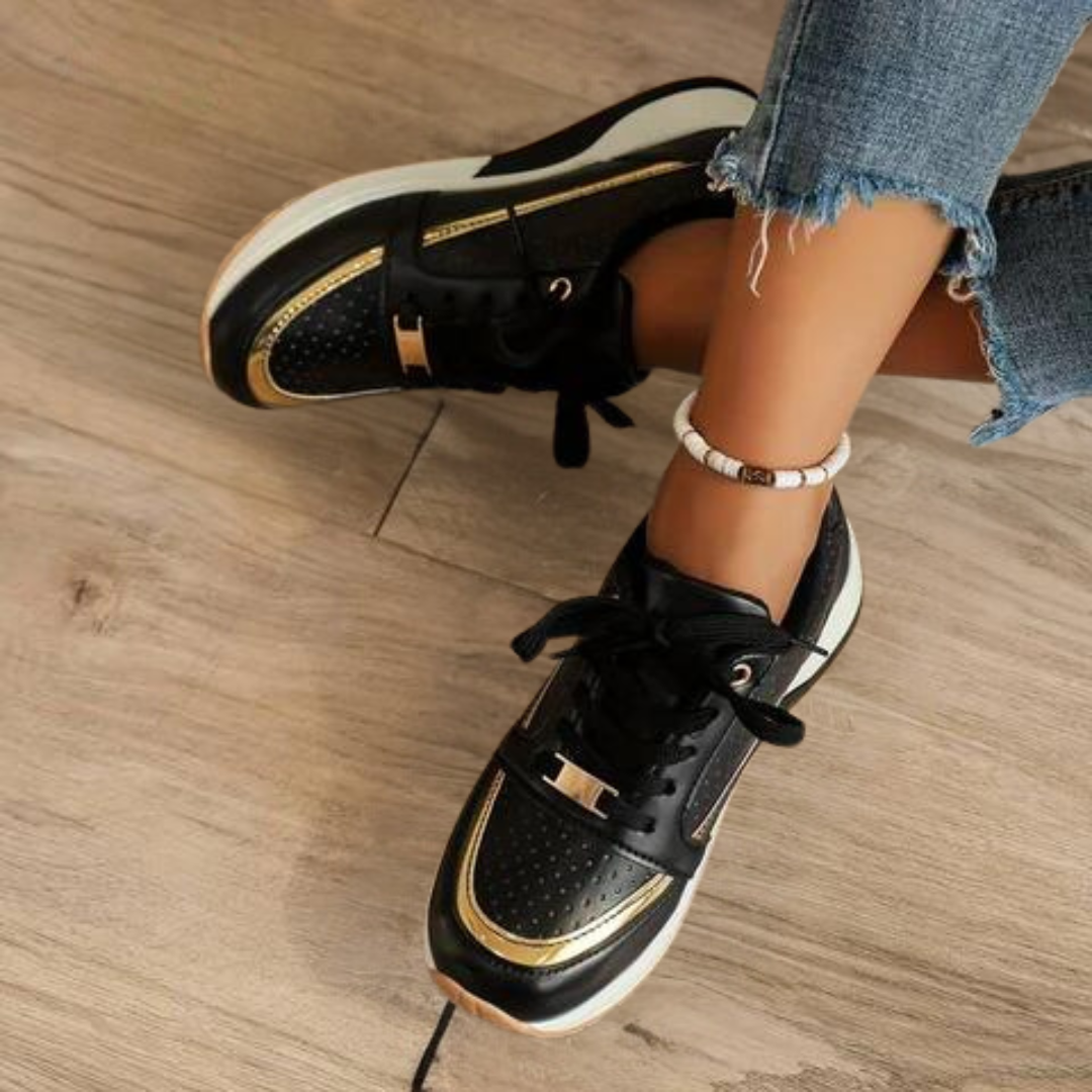 Women’s Perforated Lace Up Platform Sneakers