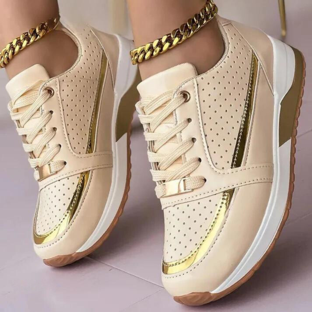 Women’s Perforated Lace Up Platform Sneakers