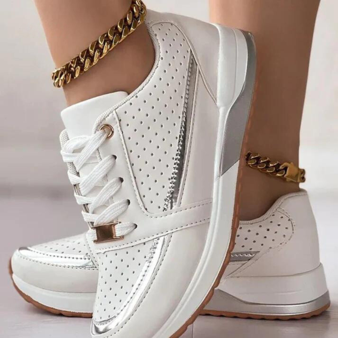 Women’s Perforated Lace Up Platform Sneakers