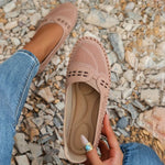 Women's Perforated Slip On Round Toe Flat Sole Shoes