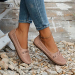 Women's Perforated Slip On Round Toe Flat Sole Shoes