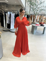 Women’s Pleated Batwing Sleeve Maxi Wedding Guest Dress