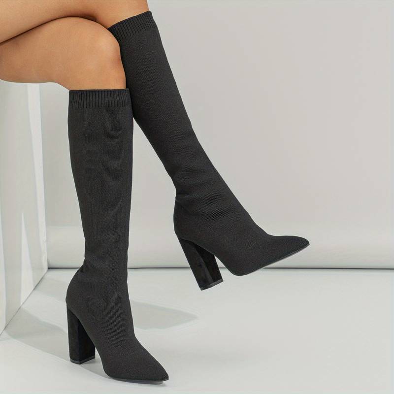 Women’s Pointed Knee High Block Heel Boots