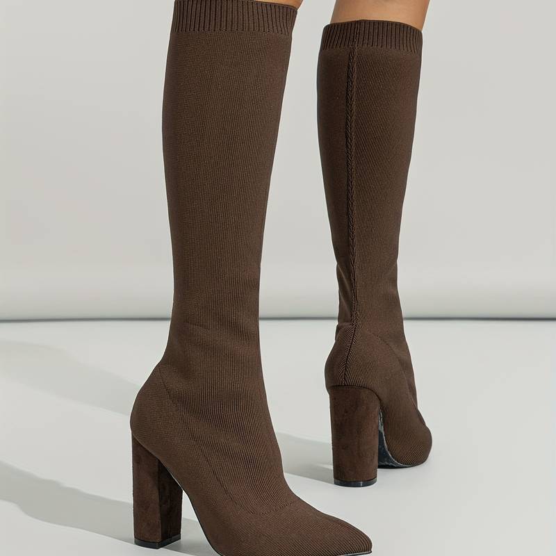 Women’s Pointed Knee High Block Heel Boots