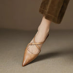 Women's Pointed Toe Cross-Strap Mule Shoes