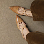 Women's Pointed Toe Cross-Strap Mule Shoes