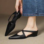 Women's Pointed Toe Cross-Strap Mule Shoes