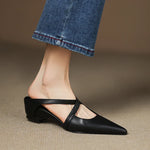 Women's Pointed Toe Cross-Strap Mule Shoes