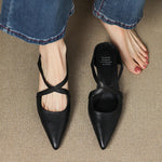 Women's Pointed Toe Cross-Strap Mule Shoes