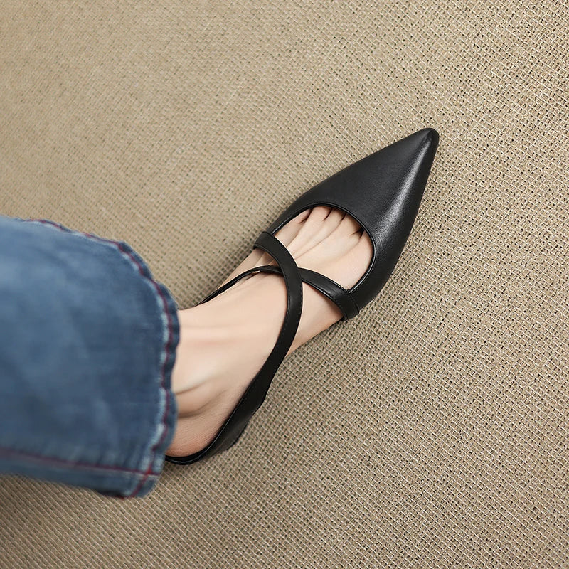 Women's Pointed Toe Cross-Strap Mule Shoes