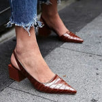 Women's Pointed Toe Slingback Block Heel Sandals