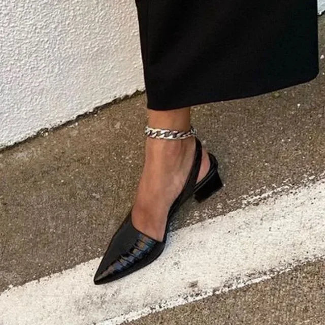 Women's Pointed Toe Slingback Block Heel Sandals