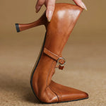 Women's Pointed Toe T-Strap Heels