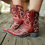 Women's Pointed Toe Western Stitching Mid Calf Boots