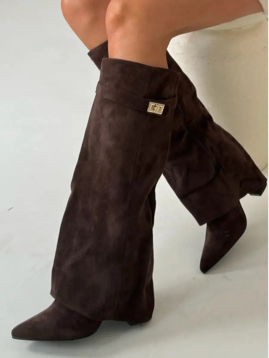 Women’s Pointed Wedge Knee High Boots