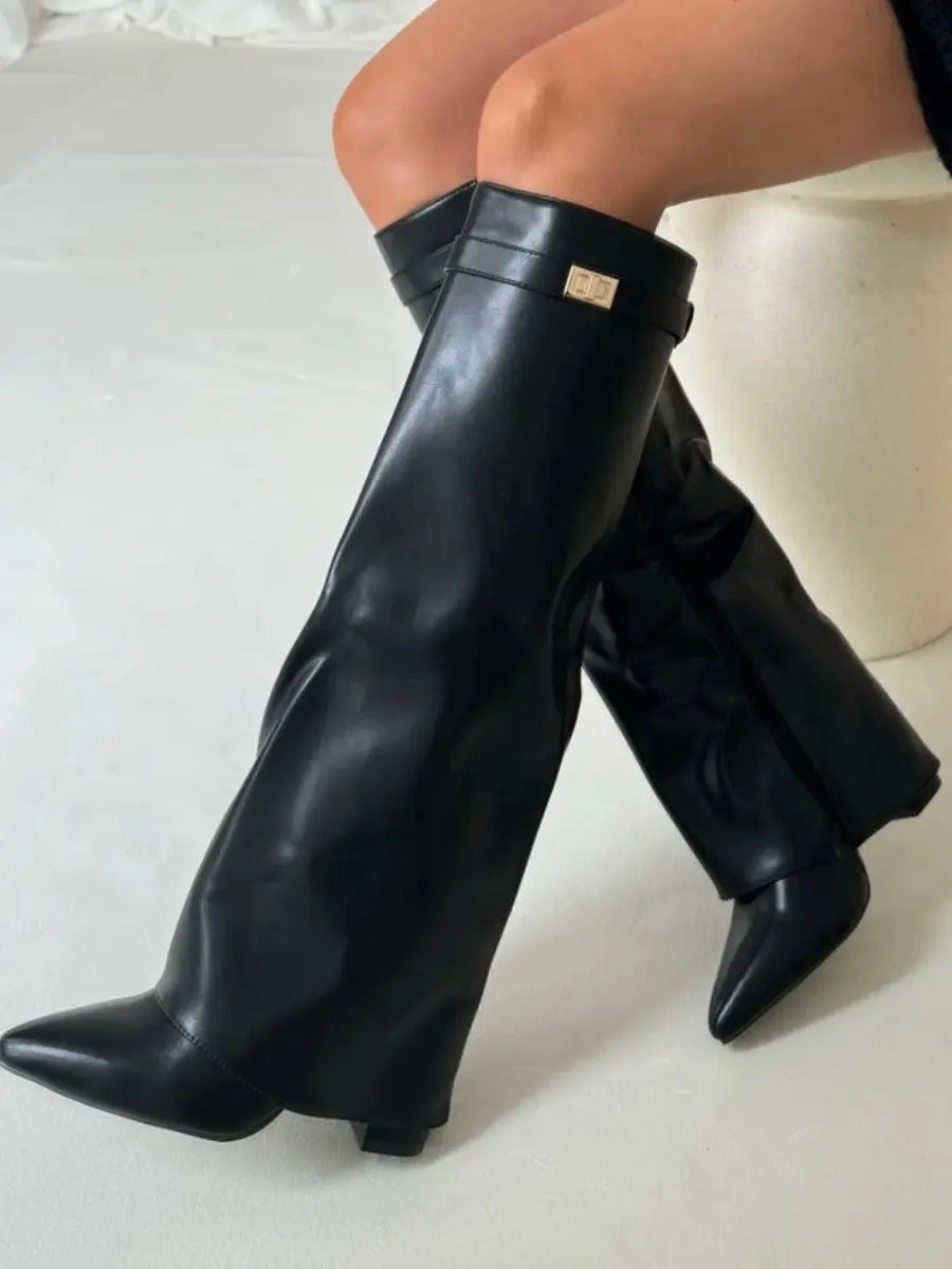 Women’s Pointed Wedge Knee High Boots