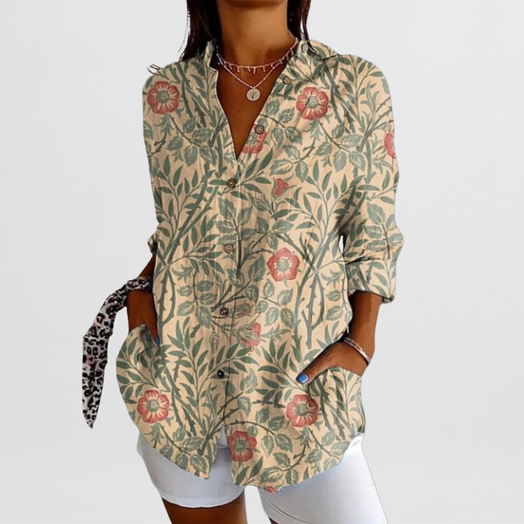 Women's Printed Button-Down Blouse