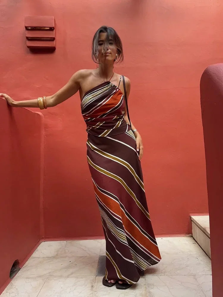 Women’s Printed Halter Maxi Wedding Guest Dress