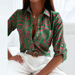 Women’s Printed Long Sleeve Button Down Blouse
