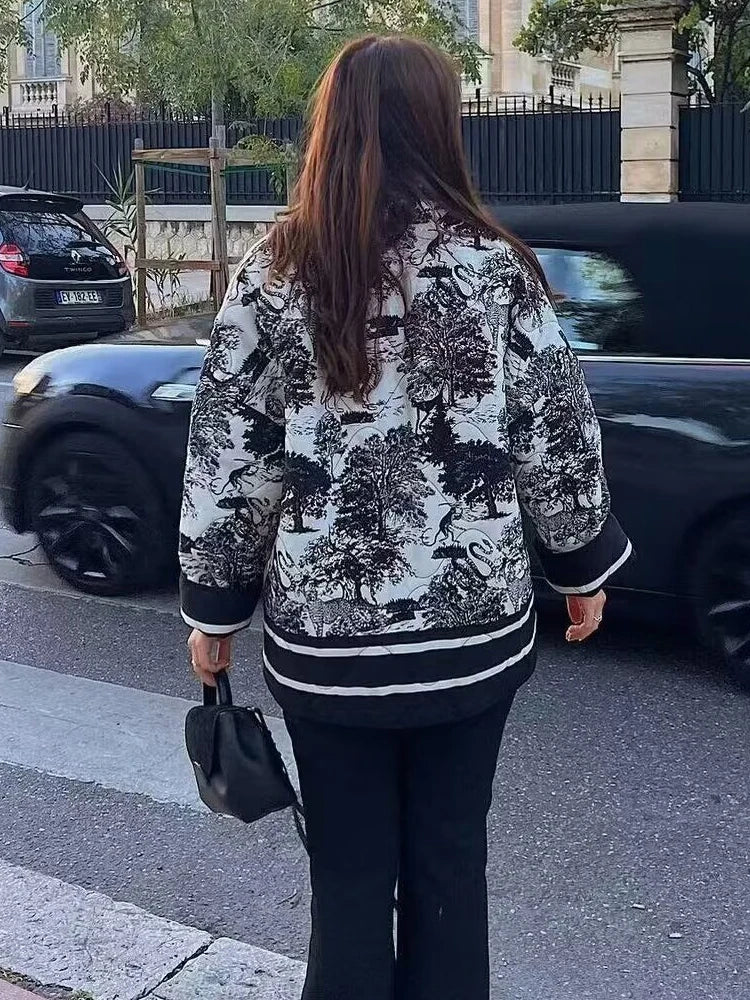 Women’s Printed Open Front Long Sleeve Jacket