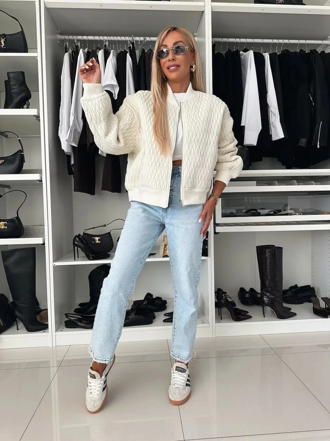 Women’s Quilted Zip Front Bomber Jacket