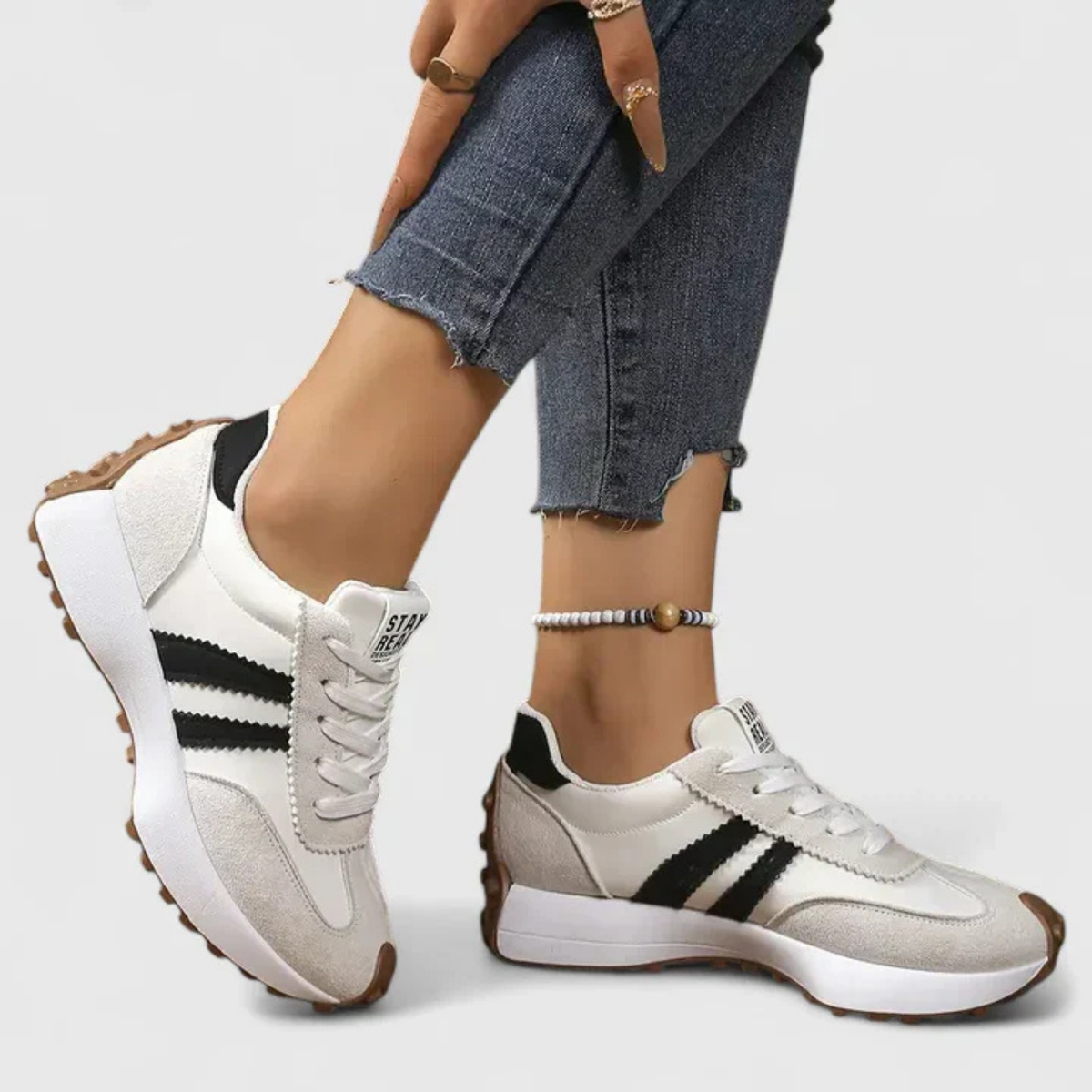 Women's Retro Striped Low-Top Sneakers