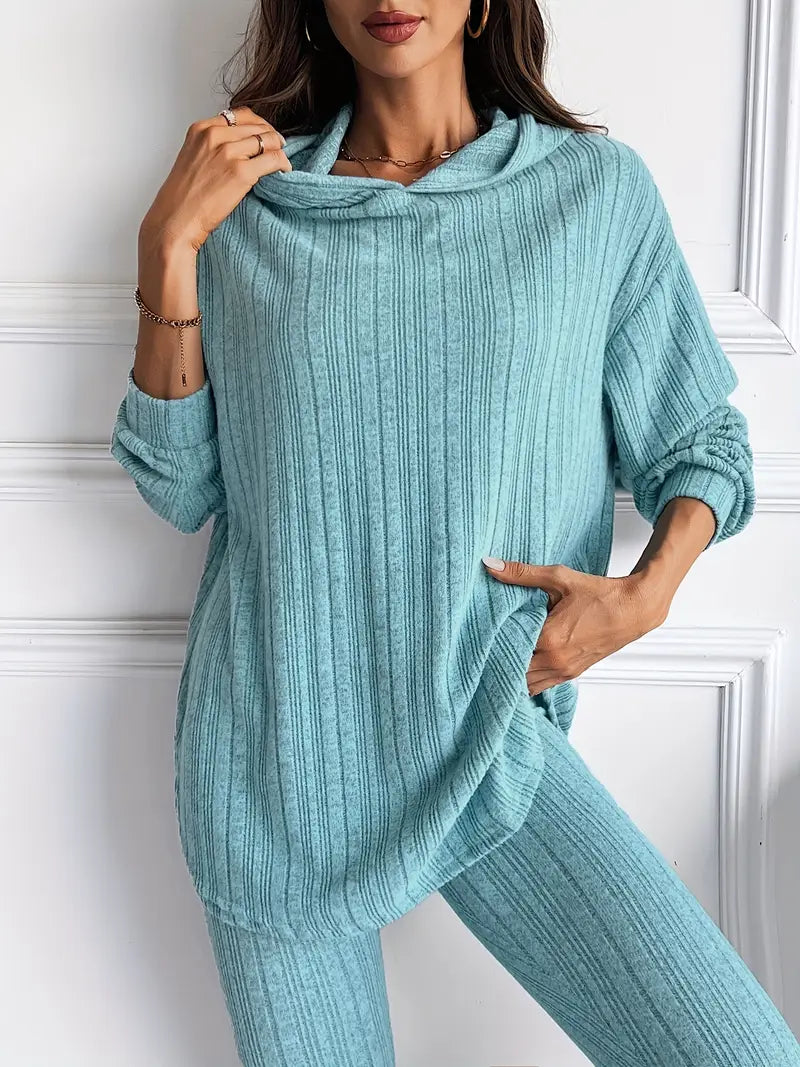 Women’s Ribbed Hoodie and Leggings 2 Piece Lounge Set