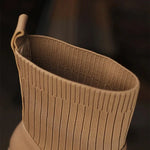 Women’s Ribbed Knit Sock Block Heel Ankle Boots