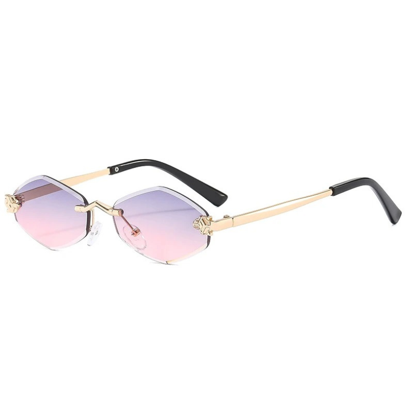 Women’s Rimless Geometric Oval Frame Sunglasses