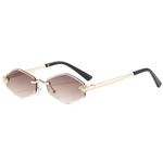 Women’s Rimless Geometric Oval Frame Sunglasses