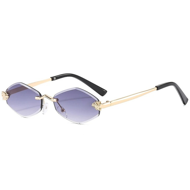 Women’s Rimless Geometric Oval Frame Sunglasses