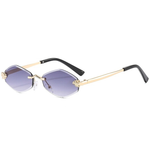 Women’s Rimless Geometric Oval Frame Sunglasses