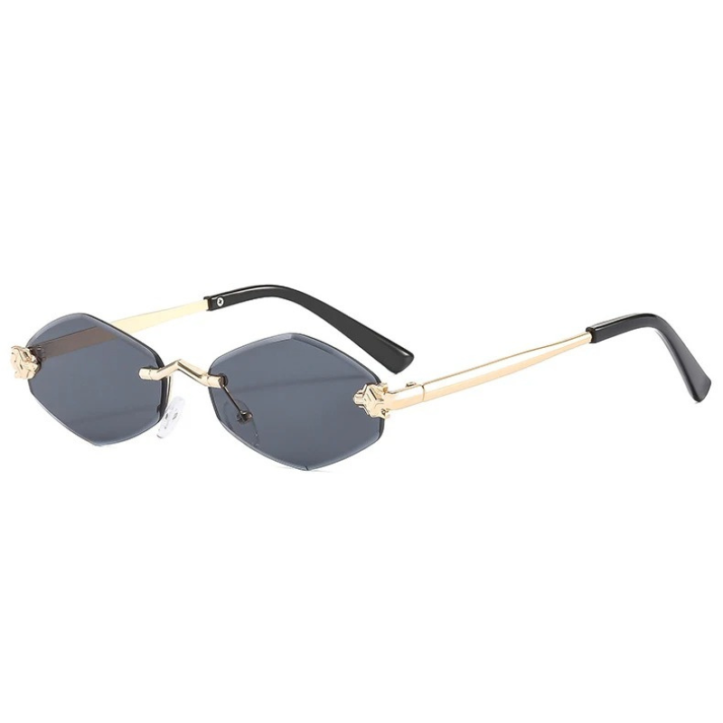 Women’s Rimless Geometric Oval Frame Sunglasses