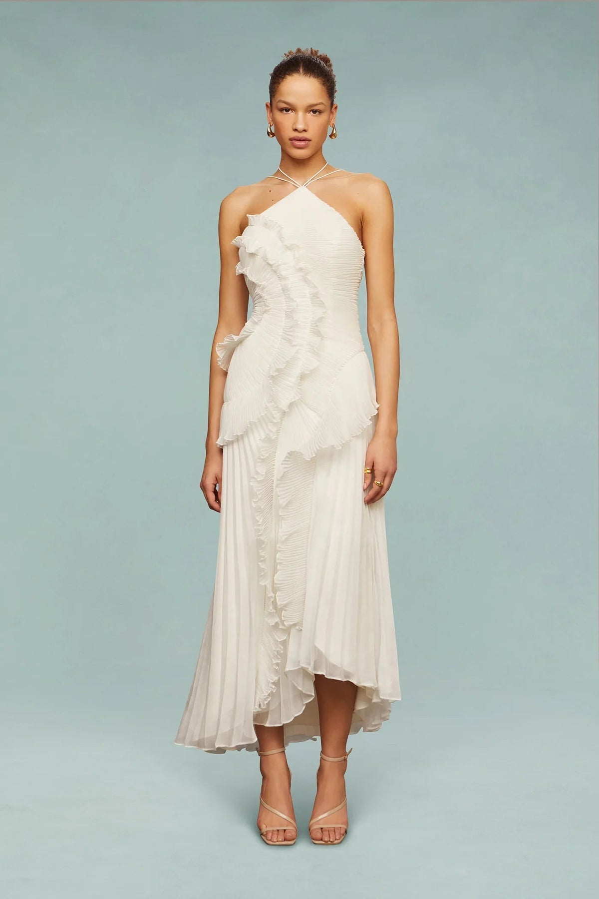 Women’s Ruffle Halter Maxi Wedding Guest Dress