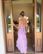 Women’s Ruffle Halter Maxi Wedding Guest Dress