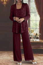 Women's Sequin Long-Sleeve Wide-Leg Three-Piece Suit Set