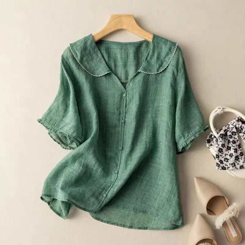 Women's Short Sleeve Button Up Blouse