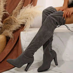 Women's Side-Zip Pointed-Toe High Knee Boots