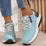 Women’s Side Zipper Lace Up Platform Sneakers